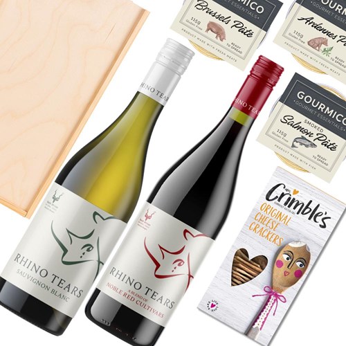 Mixed Rhino Tears Red & White Wine And Pate Duo Gift Box